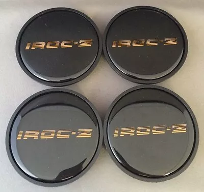 1985 1986 1987 Chevy Camaro IROC-Z Wheel Center Hub Cap Black W/ Gold IROCZ SET • $64.21