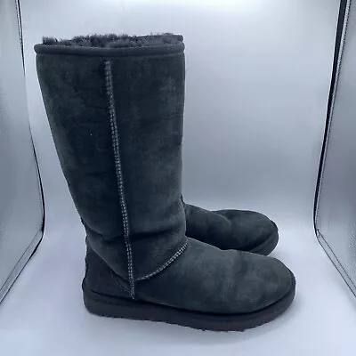 UGG Classic Tall II Womens Sheepskin Lined Winter Boots Size 8 Black 1016224 • $39.99