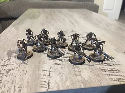 Warhammer 40k X10 Necron Warriors (flayers) Built And Painted (1) • £13