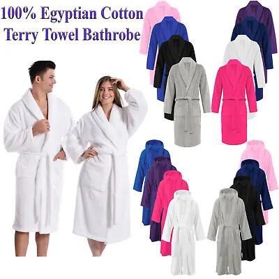 Unisex 100% Luxury Egyptian Cotton Terry Towel Bath Robe Towelling Dressing Gown • £15.99