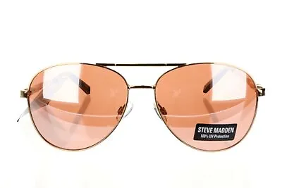 $56 • Buy Steve Madden 254320 Womens SM482166 Pilot Sunglasses Gold/Orange