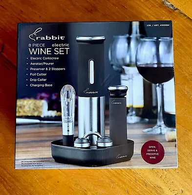 Rabbit Rechargeable Electric Wine Opener Set Stainless Steel W/ Foil Cutter • $19