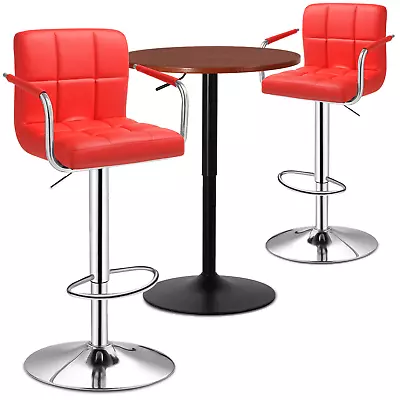 3 Piece[BAR STOOLS+PUB TABLE]Swivel Tabletop Adjustable Height Chair Dining Set • $193.99