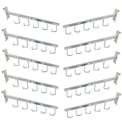 $89.50 • Buy 10 Pc Chrome Waterfall 5 J Gridwall Hooks 17-1/2  Long Faceout Retail Display