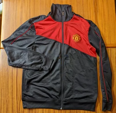 Manchester United Track Warm Up Soccer Club Jacket XL Black Red Full Zip Mens  • $16.79