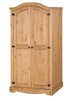 £188.99 • Buy Corona Wardrobe 2 Door Arch Top Mexican Bedroom Solid Pine By Mercers Furniture