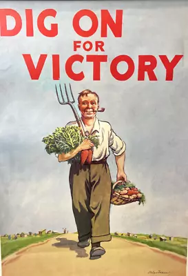 Reissue British War Time Propaganda Poster - The Telegraph - Dig On For Victory • £15