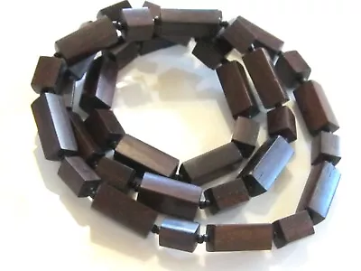 Vintage Mid-century Modernist Hand Made Rosewood Bead Necklace Black Seed Beads • $299
