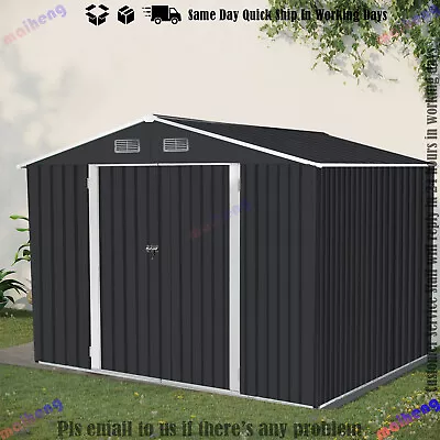 10.5x9.1' Large Storage Shed Metal Garden Tool Shed For Backyard W/Lockable Door • $449