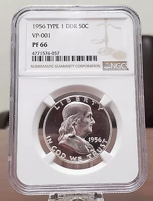 1956 Type 1 DDR VP-001 Franklin Half Dollar Coin Pf66 NGC Certified Us Silver  • $265