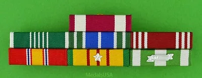 Army Vietnam War 7 Ribbon Bar - Meritorious Service Commendation 5 Campaigns • $24.49