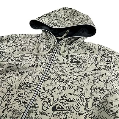 Quicksilver Men’s Full Zip Black Graphics All Over Hoodie Jacket Tan • Medium • $19.99