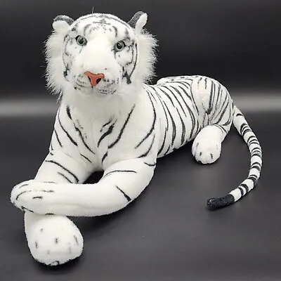 Realistic Siberian Tiger Plush Stuff Animal 28  Long Black White Blue Eyes • $79.99