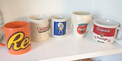 Lot Of 5 Vintage Coffee Mugs - Krispy Kreme Coca-Cola / McDs Morton Reece's + • $6