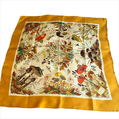 Gucci Vintage V. Accornero Silk Funghi Mushroom Scarf 1967 • $235