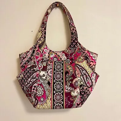 Vera Bradley Very Berry Paisley Side By Side Retired Magnetic Closure Tote • $15.99