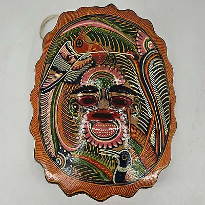 Vintage Mexican Talavera Handpainted Mask Folk Art Birds Flowers • $18