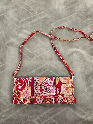 Vera Bradley Crossbody Wallet Floral Multi Pocket Paisley Pattern #flaw • $12