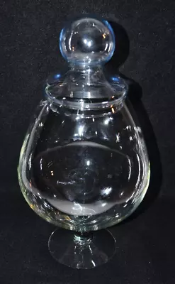 12  Tall Vtg Apothecary Round Glass Pedestal Candy Jar With Lid Retro Terrarium • $22.50