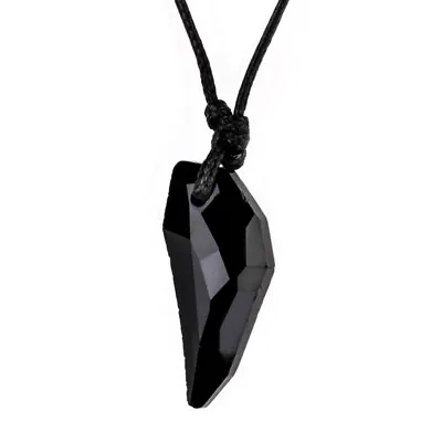 Glass Wolf Fang Tooth Pendant Rope Necklace Clear Black Couple Lover Jewellery • £3.59
