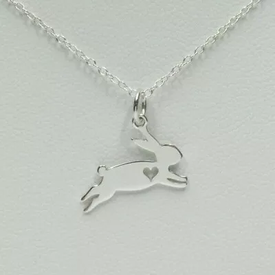 Leaping Bunny Rabbit Pendant Necklace Easter Gift For Girl 925 Sterling Silver  • $19.59