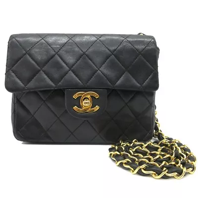 CHANEL CC Mini Matelasse Chain Shoulder Bag Leather Black GHW France M534 • $2361.95