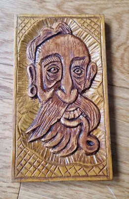 Green Man Hand-made Carved Ornament Wooden Pagan Spirits Size 10 X 18 Cm • £7.22