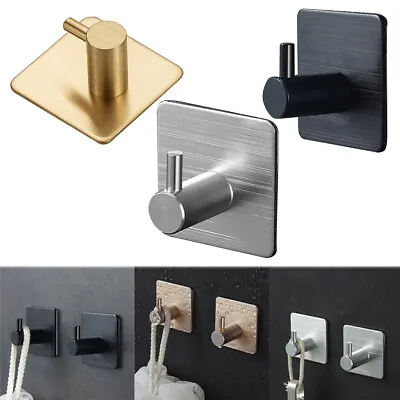 £5.59 • Buy 2/6X Stainless Steel Self Adhesive Wall Hook Stick Hanger Bathroom Kitchen Doors