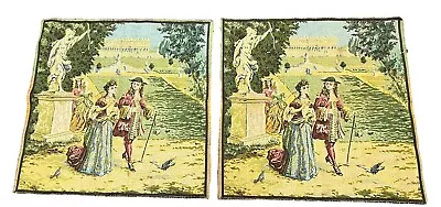 Vintage Antique Victorian Tapestry Wall Hanging Set Of 2 20x20” Belgium • $45.12