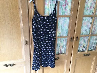 £3.99 • Buy Vintage Girls “I’d:x” Dress Age 10+ /Teen Navy Floral In Viscose VG Condition