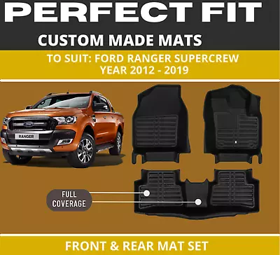 3D Car Floor Mats Custom Leather Car Mats For Ford Ranger Supercrew 2012-2019 • $89