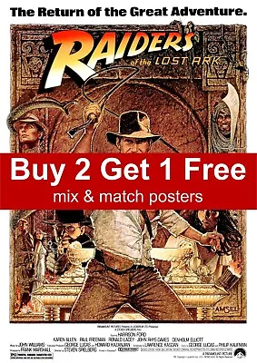 Raiders Of The Lost Ark Classic Movie Poster A5 A4 A3 A2 A1 • £15.99