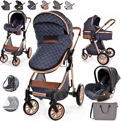 3 In 1 Pram Newborn Baby Buggy Set Travel System With Car Seat Folding Pushchair • £198.99