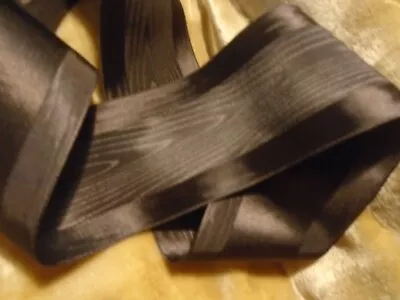 2  Satin Edge Moire' Ribbon - Made In Japan - Revers. - Bty- Drk Chocolate Brown • $5.50