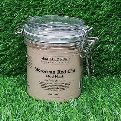 MAJESTIC PURE Moroccan Red Clay Facial Mud Mask With British Rose  - 10 Oz • $24.90