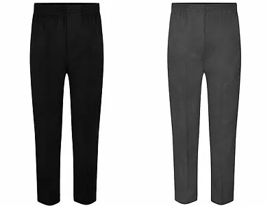 Boys All Around Full Elasticated School Pull Up Trousers~grey/black~2/3 To 15/16 • £6.99