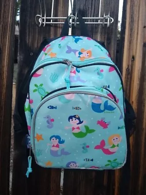 Wildkin Backpack Girls Light Blue With Mermaids Small Worn On Bottom Black Back  • $5