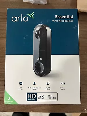 Arlo Essential Wired Smart Video Doorbell Black • $38.69