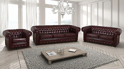 Sofa Bonded Leather 3 2 1 Seater Antique Brown Or Brown & Black Chesterfield • £329