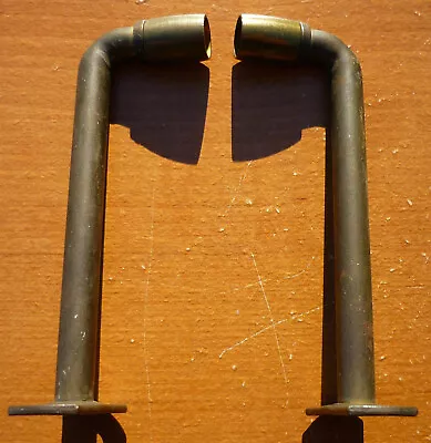 (2) Vintage Brass Finished 3-1/2  Goose Neck Cafe Rod Brackets Aged Patina • $14.35