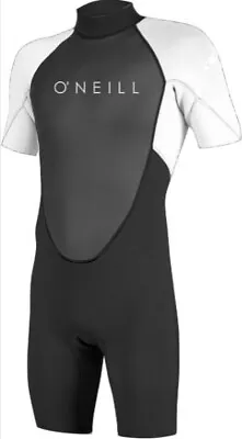 O'neill Men's Reactor-2 2mm Back Zip Short Sleeve Spring Wetsuit Black/white - L • $70.39