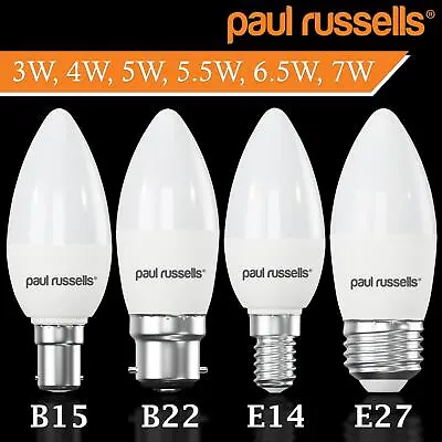 LED Candle Energy Saving Bulb Warm Cool White Day Light SES E14 E27 B15 B22 Lamp • £9.89