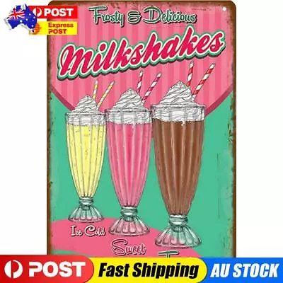 Ice Cream Metal Vintage Tin Painting Flat Tin Sign Wall Poster Bar Decor 20x30cm • $13.19