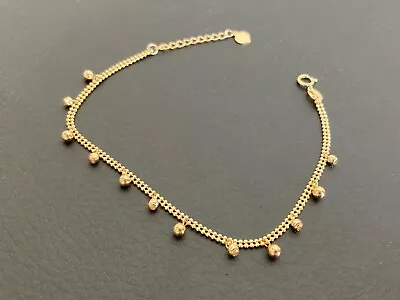 18K 750 Yellow Gold Beaded Bracelet Length 7.2 Inches • $155.38