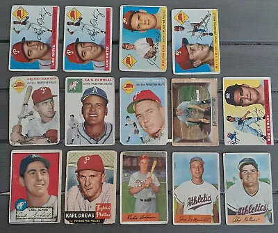 Lot (14) Vintage 1950's Topps & Bowman Low Grade Baseball Cards • $44.99