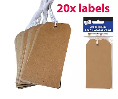 20Pcs LARGE CARD LUGGAGE Gift TAGS & String Blank Tie On Labels Travel Suitcase • £2.99