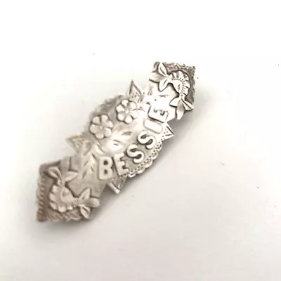 Vintage Victorian Jewellery Silver Hallmarks UK Bessie Name  Brooch Pin 4.5cm • £37.99