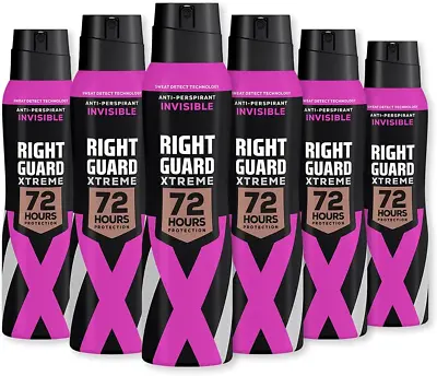 £18.58 • Buy Right Guard Womens Deodorant, Xtreme Invisible 72H High-Performance Spray, 6 X