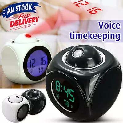 $15.10 • Buy Alarm Clock LED Wall/Ceiling Projection LCD Digital Voice Talking Temperature