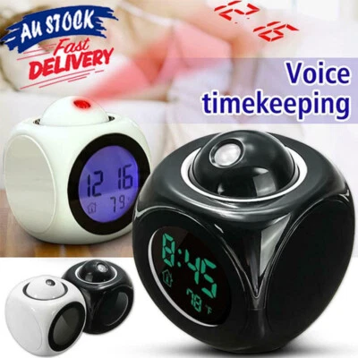$15.10 • Buy Alarm Clock LED Wall/Ceiling Projection LCD Digital Voice Talking Temperature